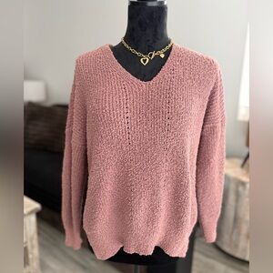 Debut Dusty Rose V-Neck Sweater